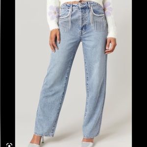 Francesca's Collections Light Blue Jeans with White Accents